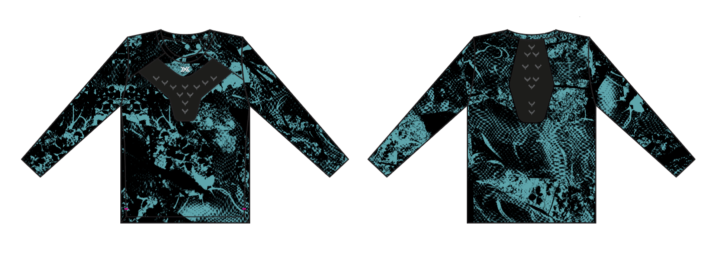 Second Skin · EinOhm Artwork Prototype Long Sleeve · Teal on Black · X-Bionic · secondskin.run