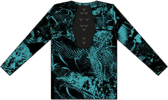 Second Skin · Konzept Entwurf · Back · X-Bionic Corefusion Run Long Sleeve · Teal on Black · secondskin.run
