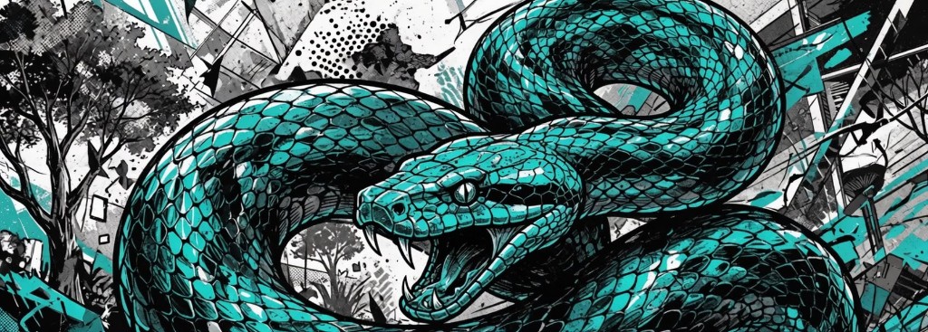 Second Skin Teal Snake Artwork von EinOhm für X-Bionic. Designinspiration Häutung · secondskin.run